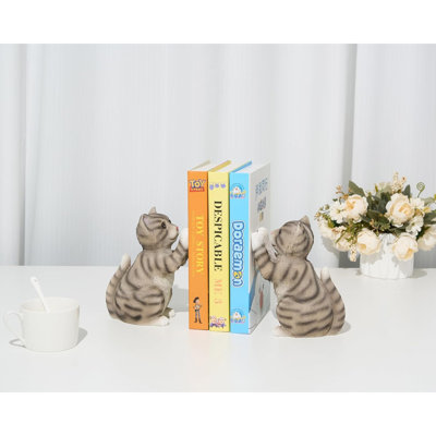 Serre-livres mignons pour tablettes, serre-livres robustes, serre-livres décoratifs pour enfants, conception antidérapante, statue de chat, passionnés de cadeaux