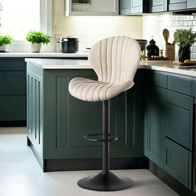 Swivel Adjustable Height Bar Stools, Faux Leather Upholstered Counter Stools