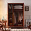Armoire d'appoint avec rangement à trois portes en hêtre et rotin