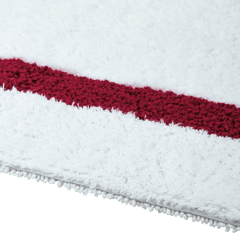 Ensemble de tapis pour salle de bain 2 pièces 100% coton 2370 g / m² Broshouse, tapis de salle de bain touffeté ultra moelleux, super absorbant certifié OEKO-TEX®, réversible, lavable à la machine, confort semblable au spa, blanc / rouge