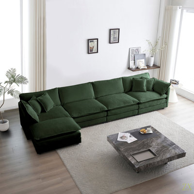 Modular Sectional Sofa For Living Room,U Shaped Couch 5 Seater Convertible Sectional Couch With 1 Ottoman , Chenille