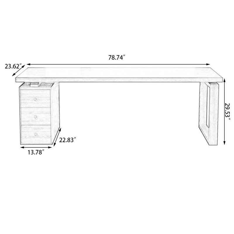 Dark walnut Rectangular Solid Wood desks, 29.53" H x 78.74" W x 23.62" D