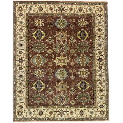 Remiyah Oriental Handmade Hand-Knotted Rectangle 7'11" x 9'11' Wool Area Rug in Orange