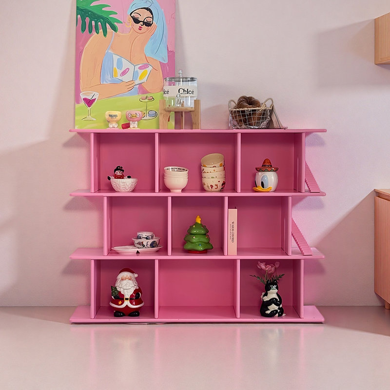 Bibliothèque multifonctionnelle de couleur unie, Rose