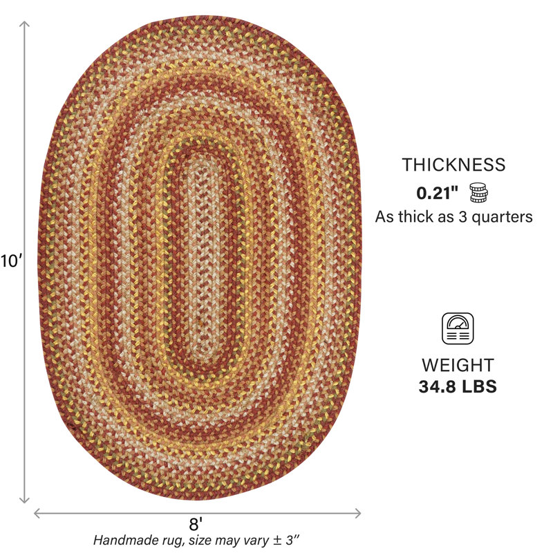 Tapis tressé Amber Leaf en jute de première qualité non pelucheux, couleur rouille/rouge brique, Rectangle 4 pi x 6 pi