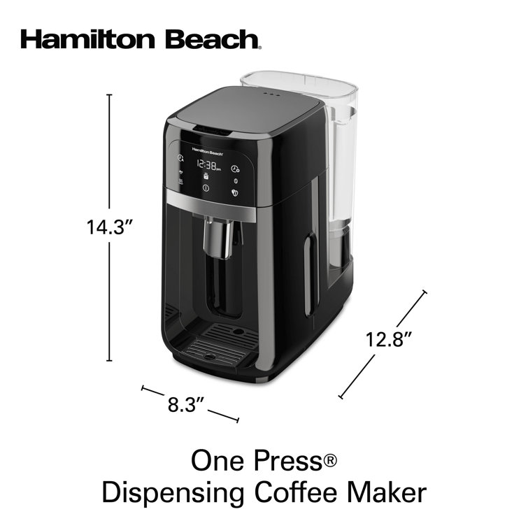 Hamilton Beach One Press Programmable Dispensing Drip Coffee Maker with 14  Cup Internal Brew Pot, Removable Water Reservoir, Black & Stainless Next