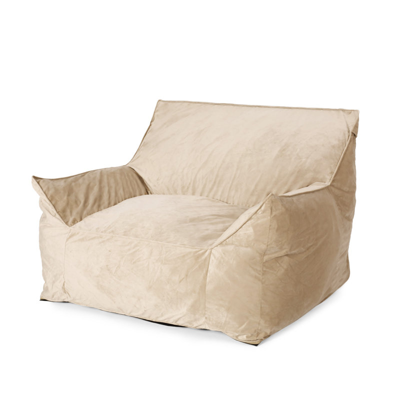 Allea Velveteen Bean Bag Chair With Armrests, Taupe Velvet