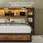Bed Frame With 4 Storage Drawers, Built-In LED Lights & USB Charging Station, Side Bookshelf Storage-1660902825-1660902830