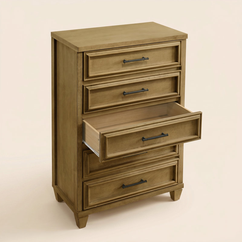 Commode 5 tiroirs Cashin, Chêne antique