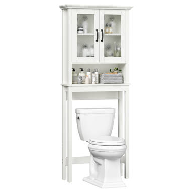 3 -Tier Toilet Storage Rack Over-the-Toilet Bathroom Shelf 100% Pine Wood Latitude Run Finish: Gray