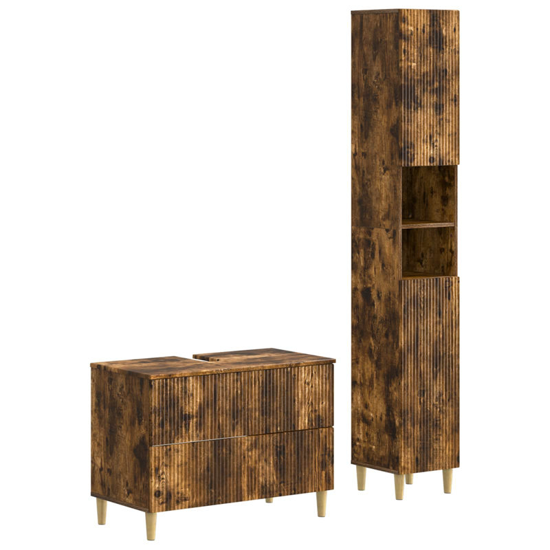 Bathroom Storage Furniture Set, Smoked Oak