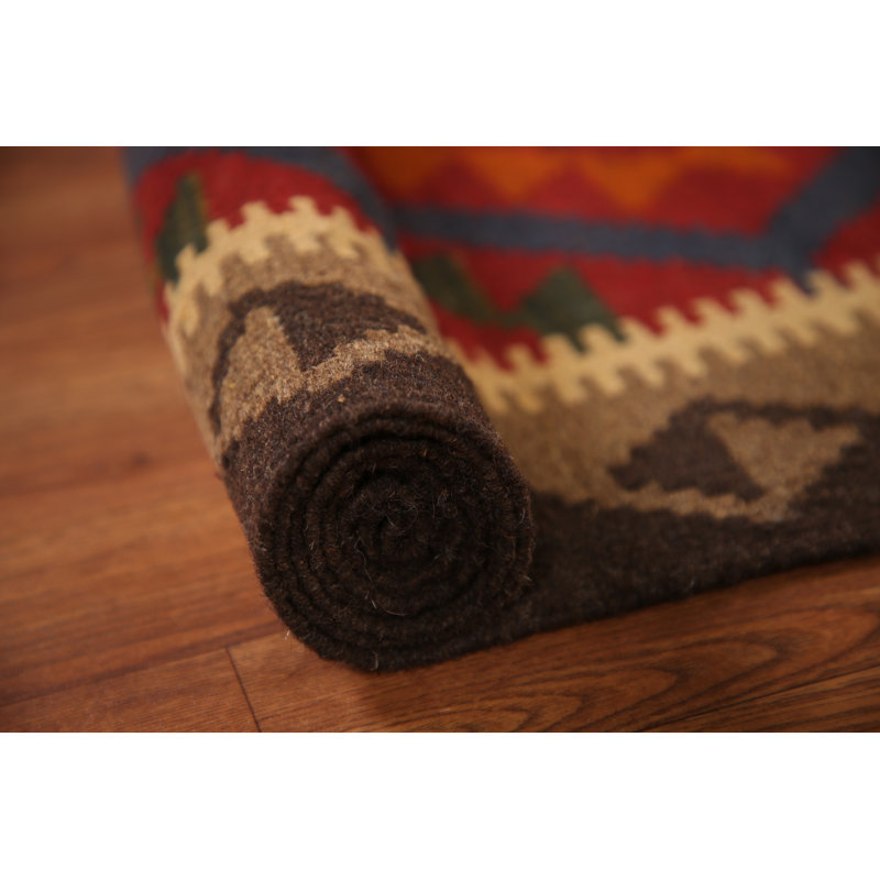 Geometric Kilim Reversible Wool Rug 3x5