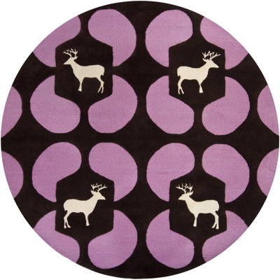 Tapis Valencia en laine touffeté à la main à motif géométrique mauve Valencia
