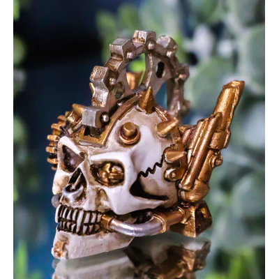 Trinx Steampunk Geared Cyborg Metalhead Steam Head War Dog Steampunk Skull With Steam Pipes Spikes Mohawk Gear Hair Decorative Miniature Figurine 1.75 -  EAF4261B38EF49529FC81415F25B53E2
