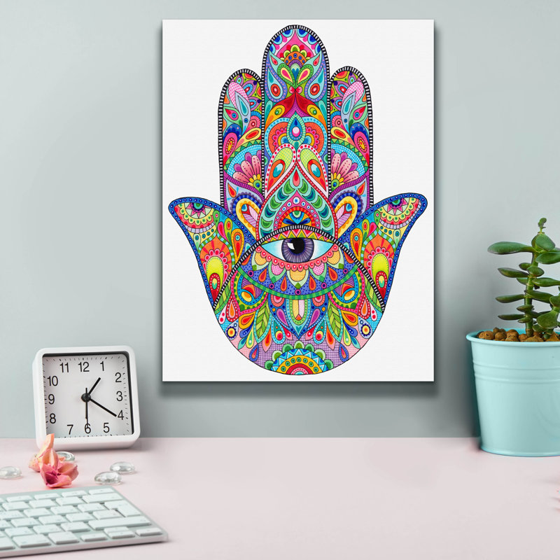 «Hamsa Hand» par Hello Angel, art mural sur toile, H 16 po x l 12 po x P 0,75 po