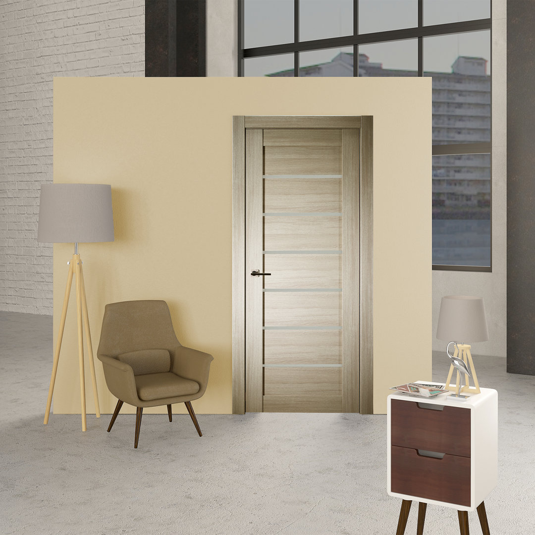 Alba DIY-Friendly Manufactured Wood and Glass Paneled Door With Quick Assemble Jamb Belldinni 