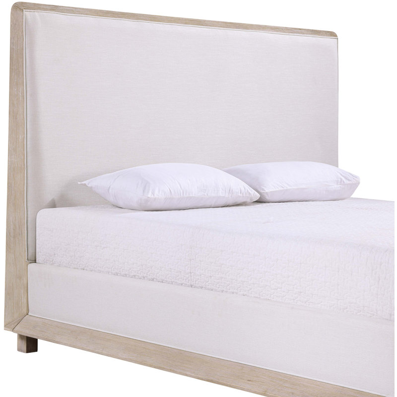 Lit tapissier en tissu Yulia, Naturel, Grand lit