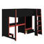 Lit mezzanine double en bois avec bureau intégré, garde-robe, DEL et tiroir-671361467