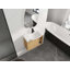 Meuble-lavabo mural 28 po avec lavabo en céramique blanche et garniture de porte à fermeture douce, chêne clair