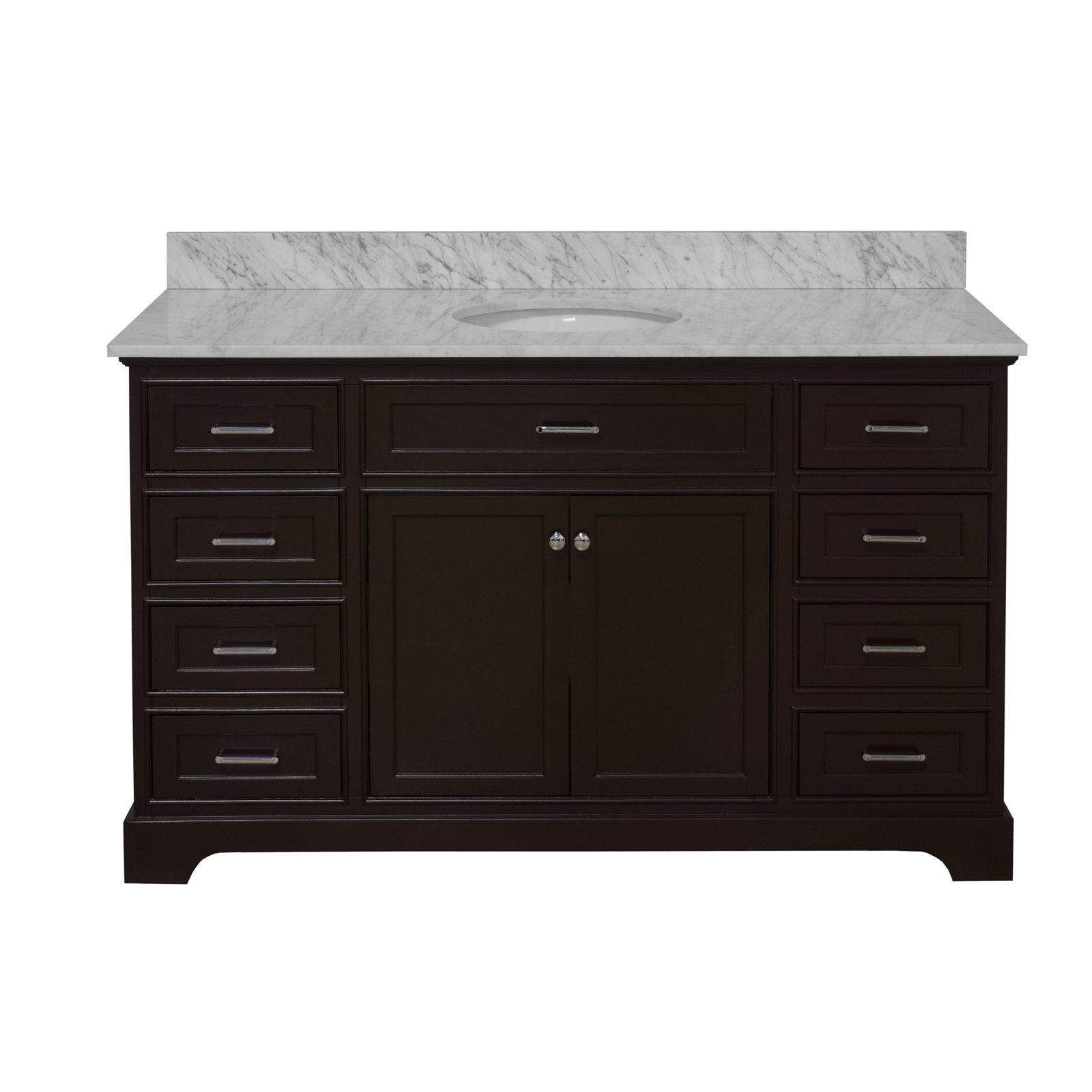 Ronnie 60'' Single Bathroom Vanity, Chocolate, Carrara Marble