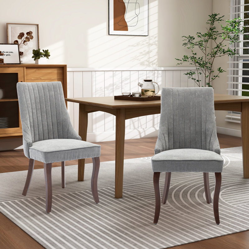 Tufted Upholstered Dining Chairs, Gray