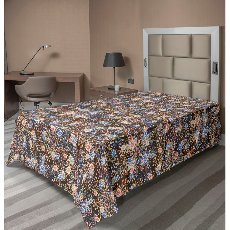 Drap plat à motif floral bohème Ambesonne