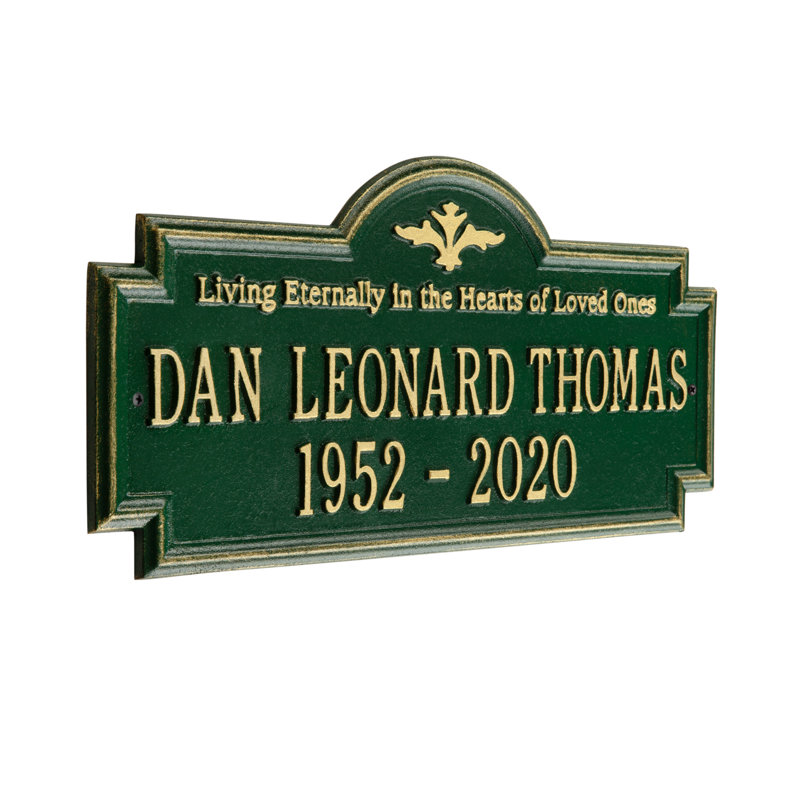 Arlington 'Living Eternally' Memorial Plaque, Yes, Green/Gold