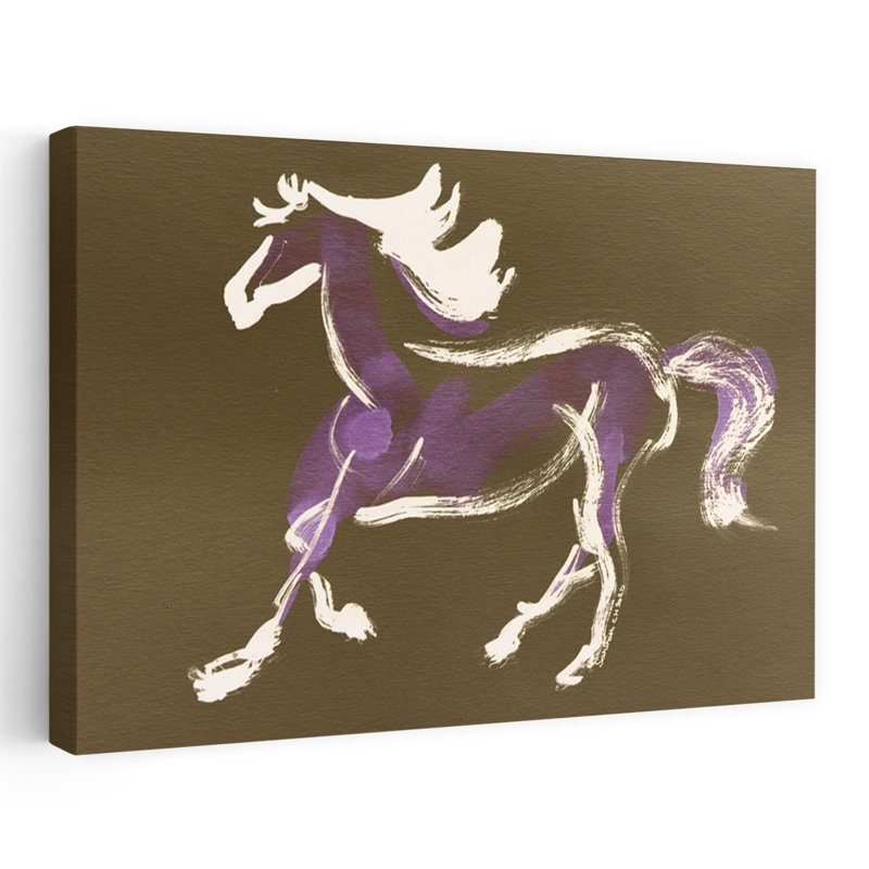 Spiritueux cheval mauve abstrait, reproduction d'art contemporain, 16" H x 24" W