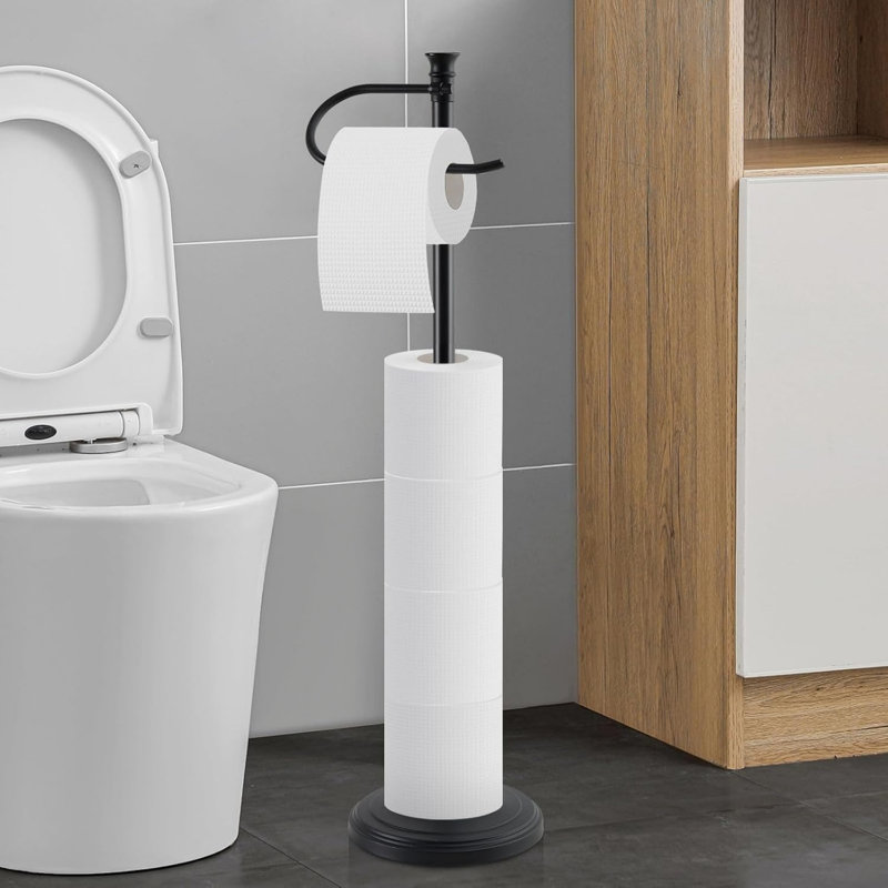 Elegant Toilet Roll Holder Free Standing, Black Toilet Roll Holder
