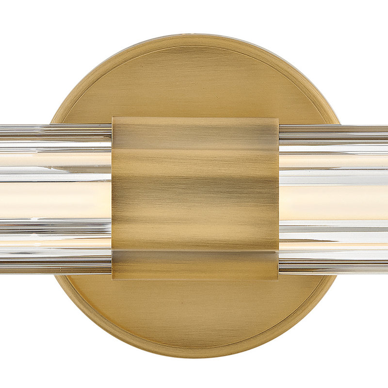 Georgette Integrated LED Bath Vanity w/ Clear Fluted Crystal Shade, Textured Heritage Brass