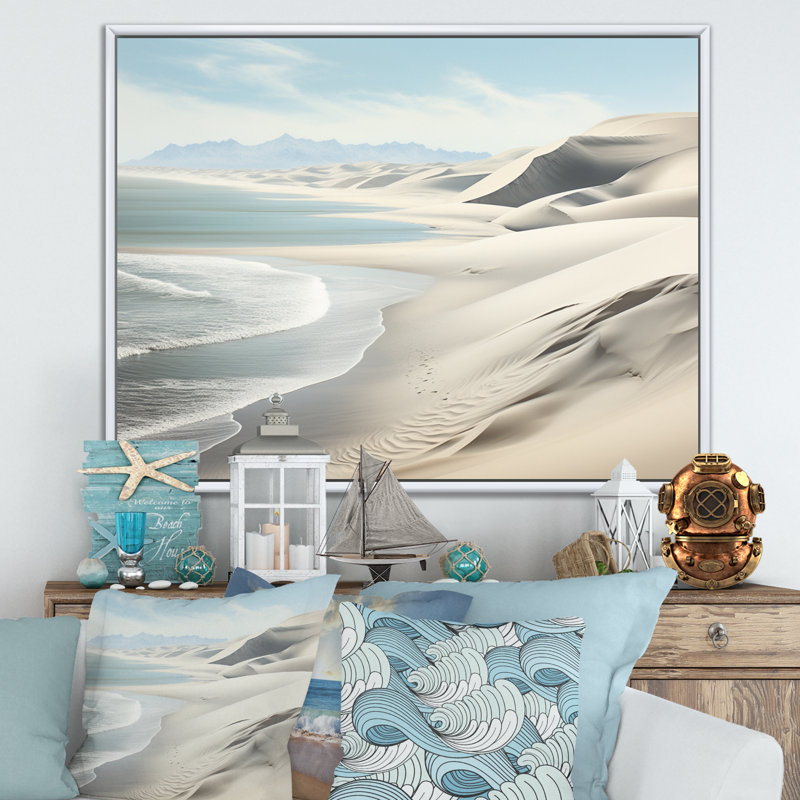 «Coastal Sand Coastal Dunes I», reproduction sur toile, H 34 po x l 44 po x P 1,5 po, Cadre flottant blanc