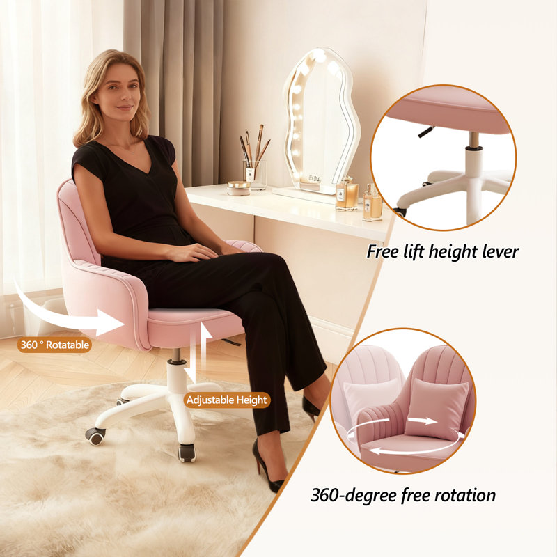 Fauteuil de bureau en velours XUEGW, Pink