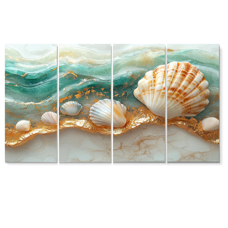 Aunah - art mural côtier - ensemble de décorations murales nautiques, H 28 po x l 48 po, 4