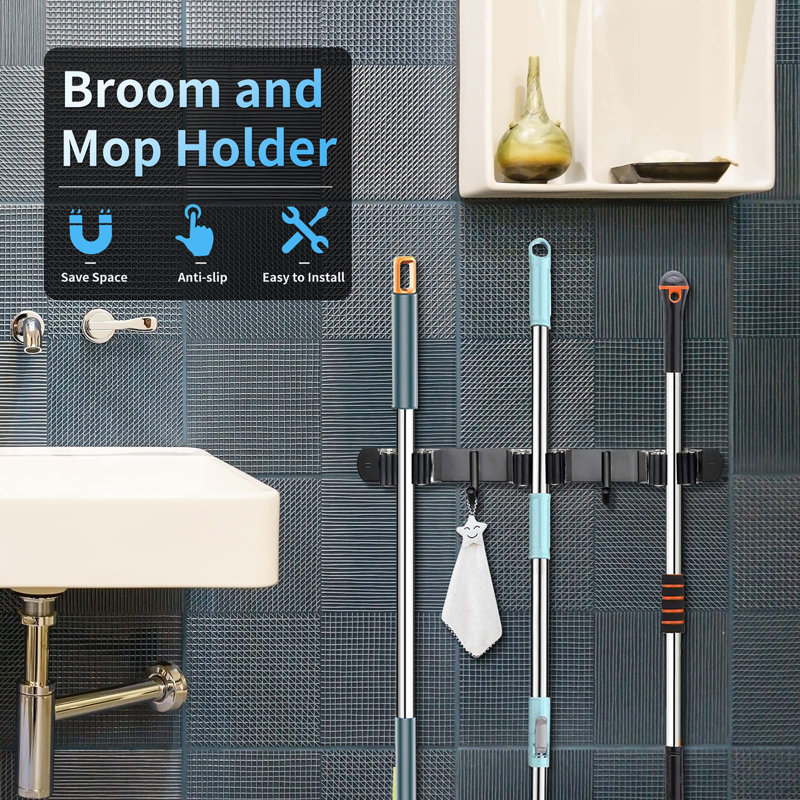 Mop and Broom Holder Wall Mounted