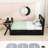Two Drawers Wooden Platform Bed with Desk, LED Light and USB Ports-9988941