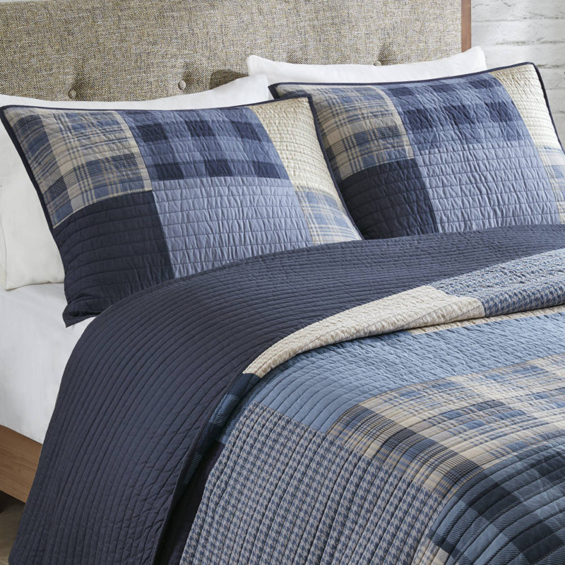 Woolrich Sunset Oversized Cotton Quilt Mini Set, Blue, Daybed Quilt + 1 Standard Shams