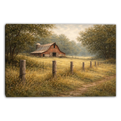 Ferme, paysage de campagne, toile murale tendue, champ de campagne rustique, décoration murale pour salon, entrée de chambre à coucher