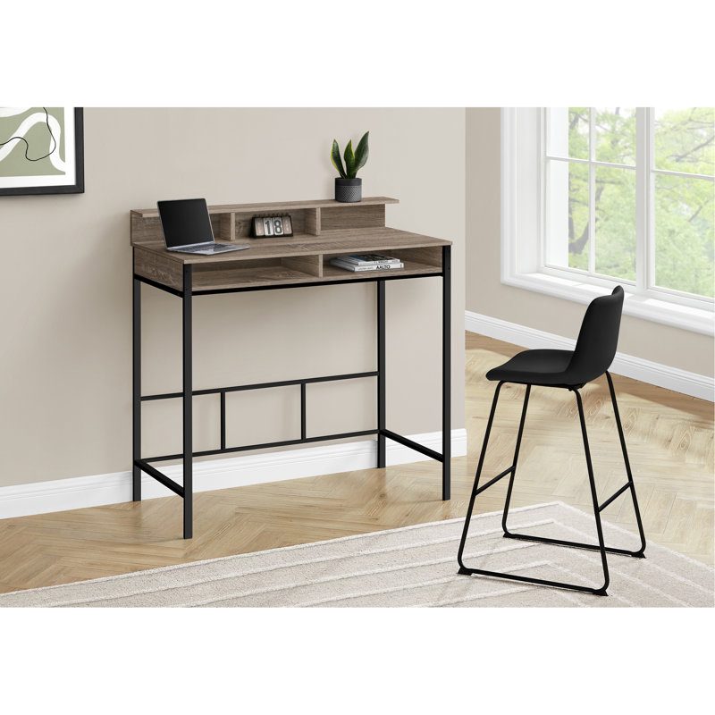 Bureau d'ordinateur, bureau personnel, debout, tablettes de rangement, travail, ordinateur portable, stratifié, métal, contemporain, moderne