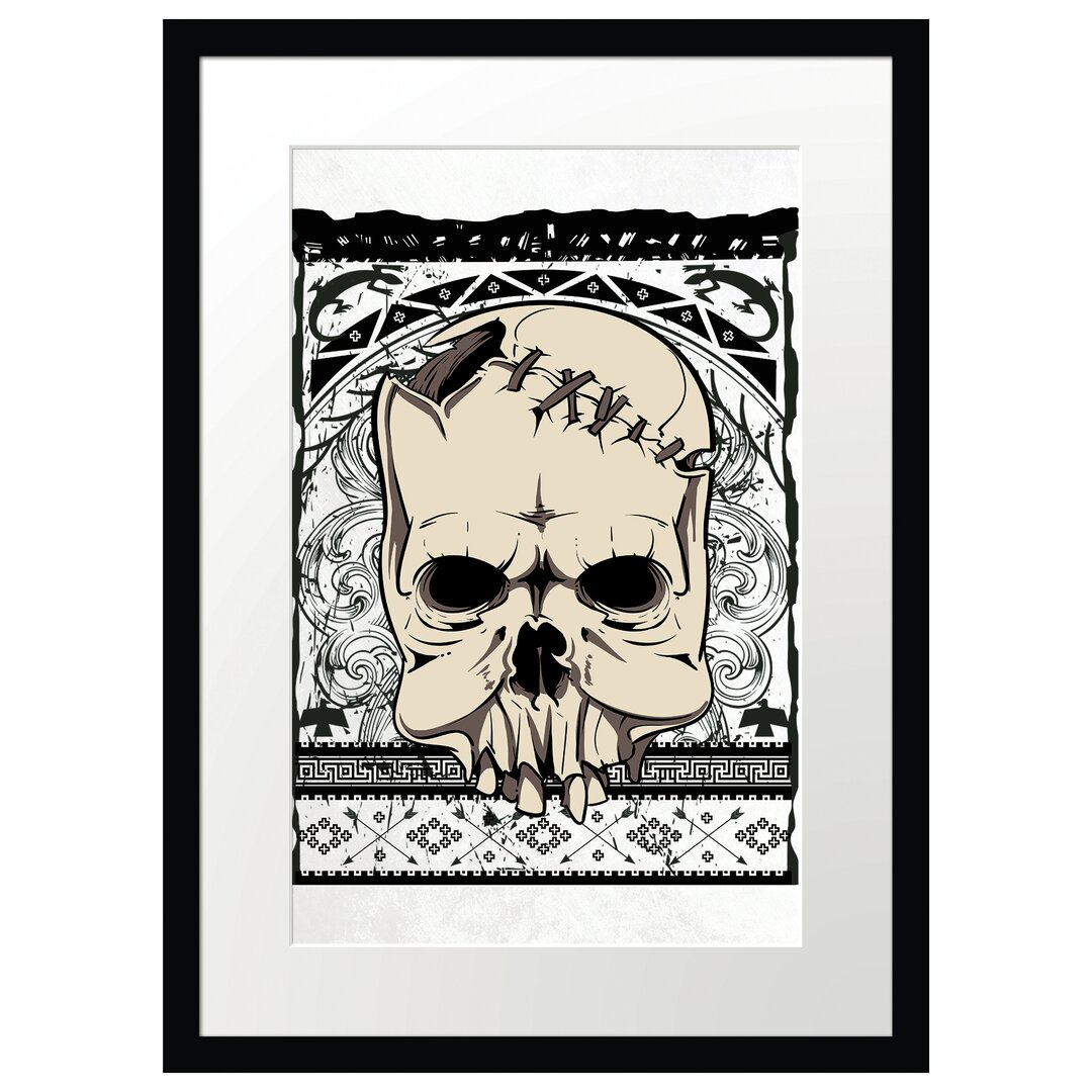 Gerahmtes Poster Native Skull White