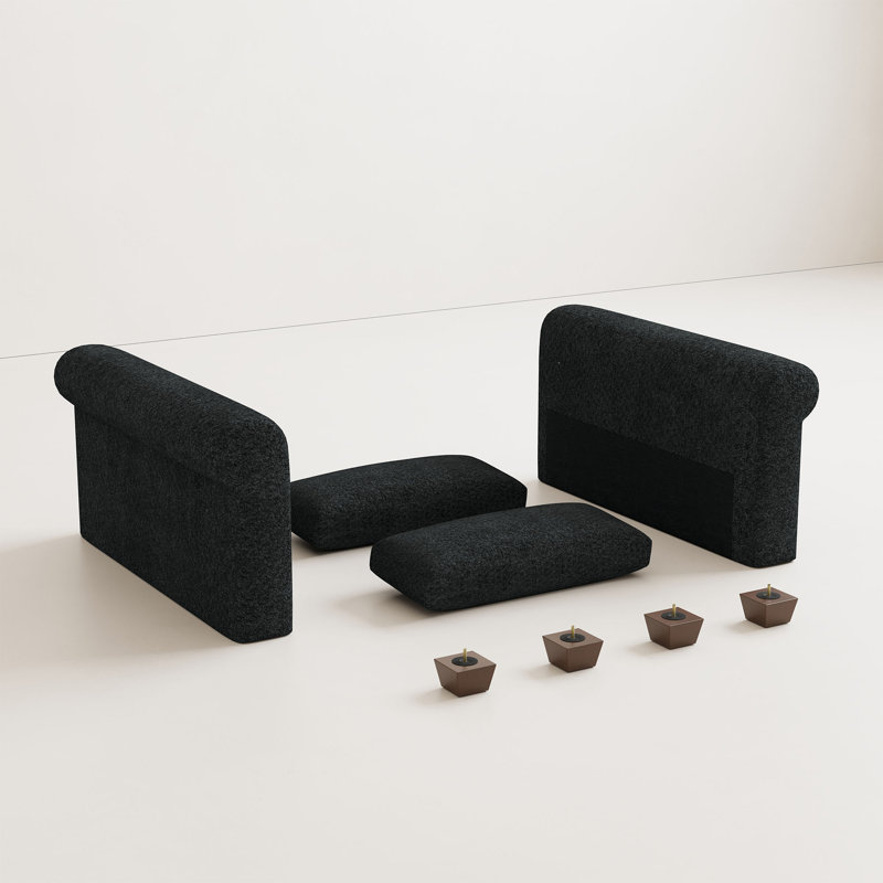 Module modulaire pour canapé avec accoudoirs modulaires, paire de coussins en chenille, Black