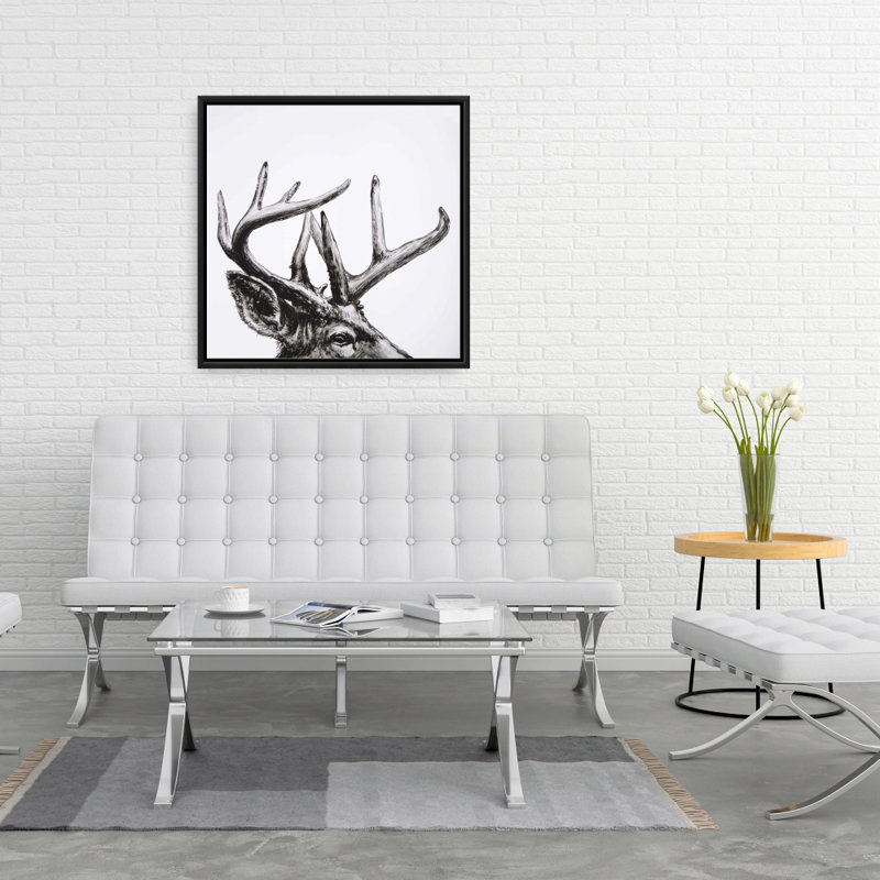 Roe Deer Plume - Toile encadrée de cerf blanc pour la décoration intérieure