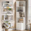Bibliothèque de coin blanche, bibliothèque de 70,87 po de hauteur avec tiroirs, étagère de rangement et de coin pour le salon, la chambre à coucher et le bureau personnel