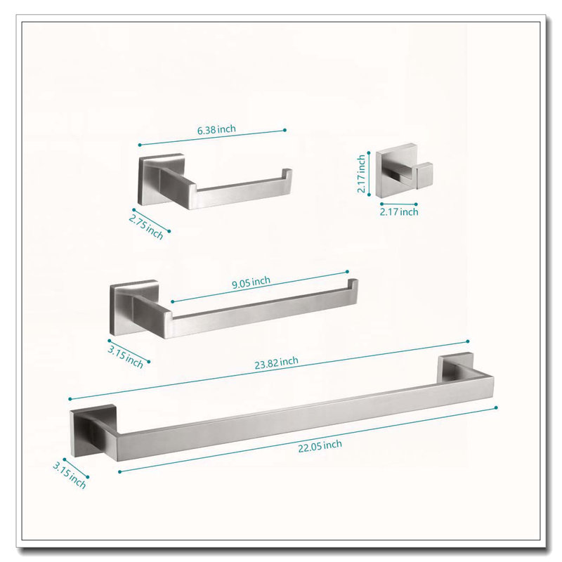 4-Piece Stainless Steel Bathroom Hardware Set, Brushed Nickel