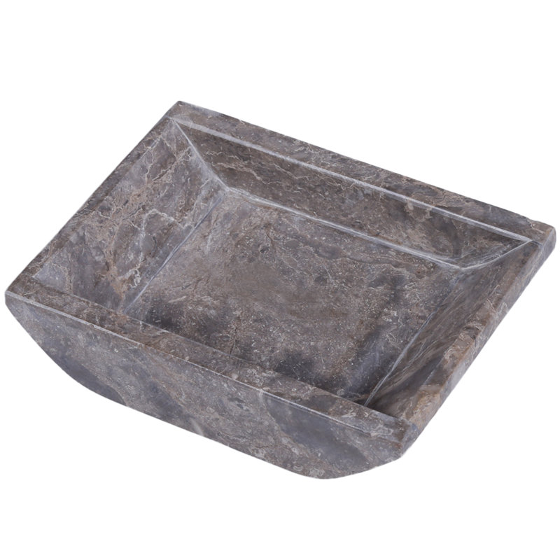 Creative Home Natural Champagne Marble Boat Shaped Candle Holder Tray Accessory Organize Tray Bathroom Countertop Organizer