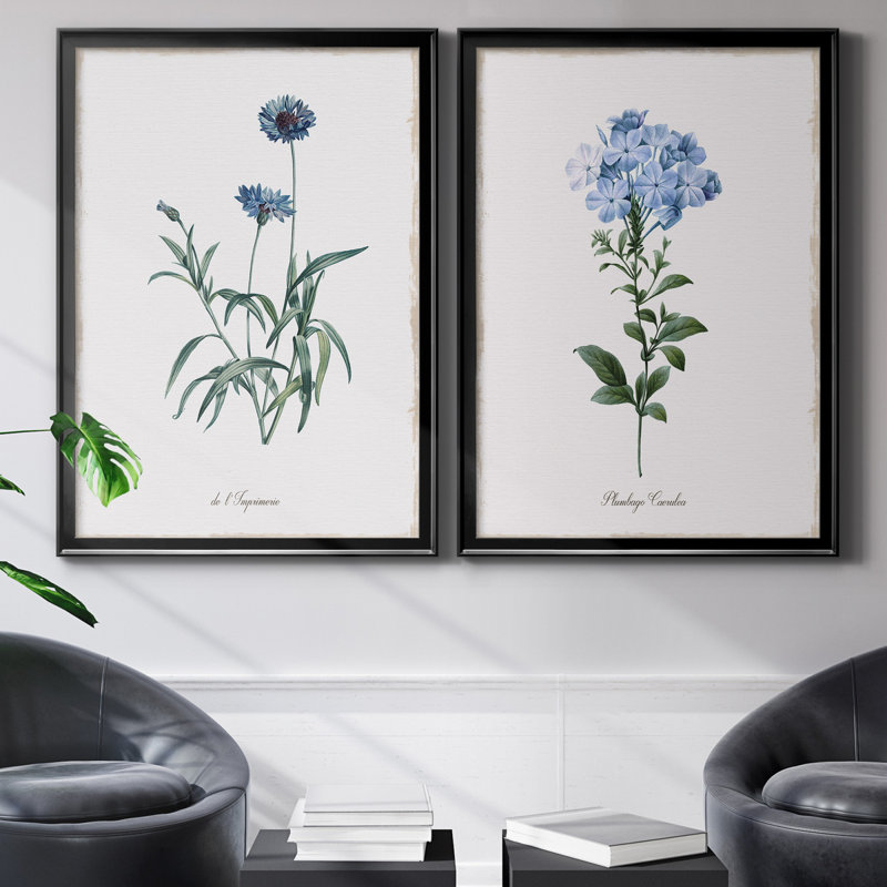 Bleu impérial - ensemble de 2 impressions, Pas de tapis, Toile encadrée noire, H 30,5 po x l 42,5 po x P 3 po