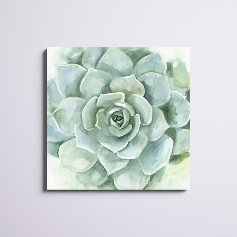 «Verdant Succulent I», peinture sur toile, H 36 po x l 36 po