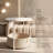 Small Round Side End Table - Modern Nightstand With Fabric Basket, Matte White And Camel Brown