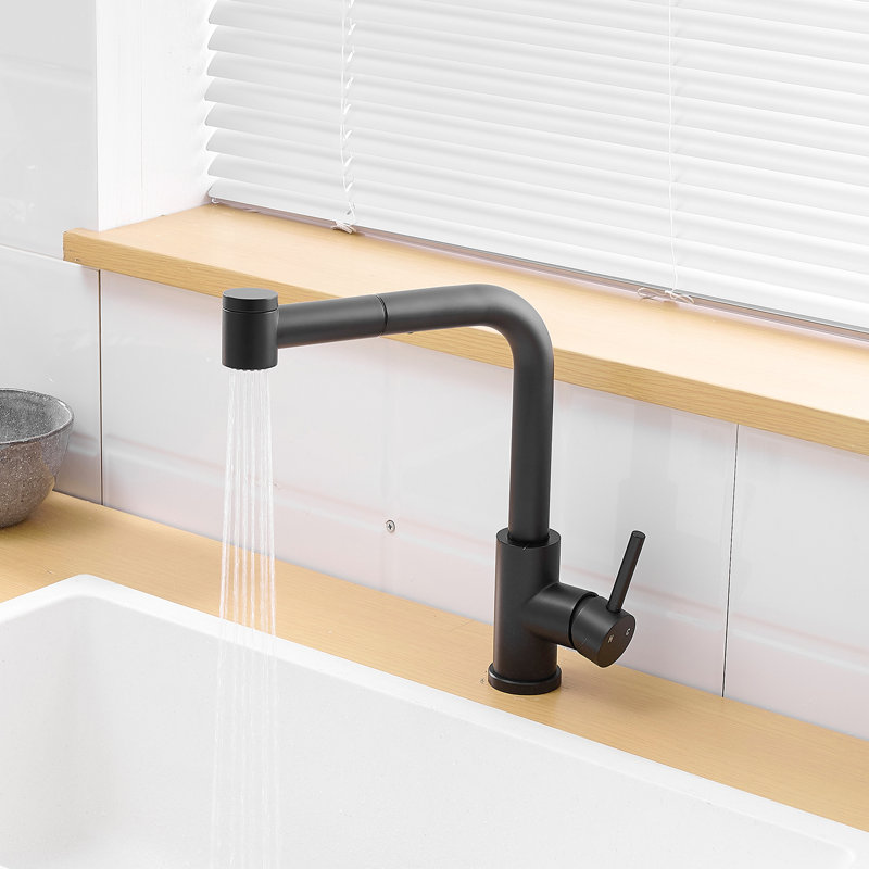 Robinet d'évier noir à poignée simple pour cuisine moderne et éviers de cuisine et de salle de bain