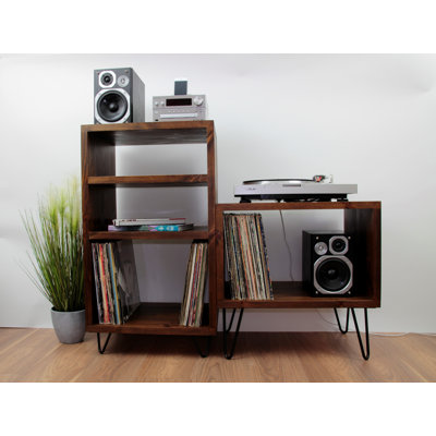 Pine Solid Wood Steel Media Shelves