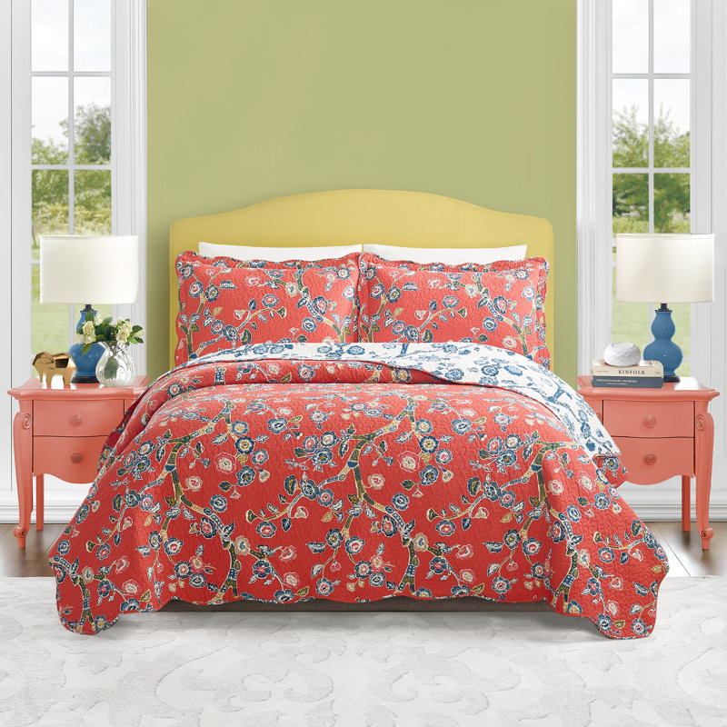 Ensemble de courtepointe en coton Jaipur Dreams, Courtepointe pour lit double/grand et 2 taies déc